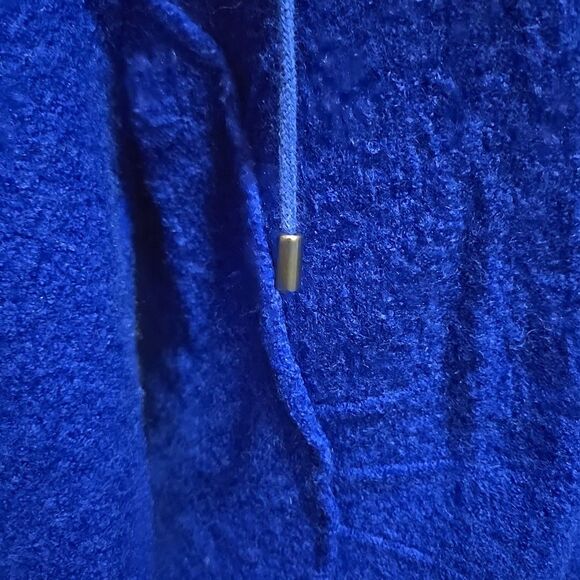 Y2K Wool Statement Sweater Jacket SzS/M Hooded Blue Mod Twee Glam Rock 60s 80s - Picture 6 of 16